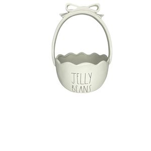 Rae Dunn Easter " JELLY BEANS" White & Black Ceramic Easter Basket